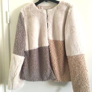 Sam Edelman Faux Fur & Faux Shearling Patch Revers